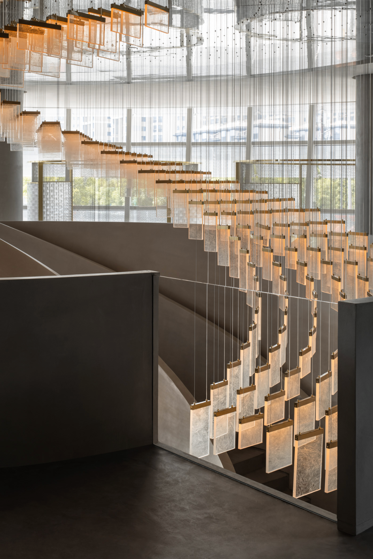 Spiral staircase cube light