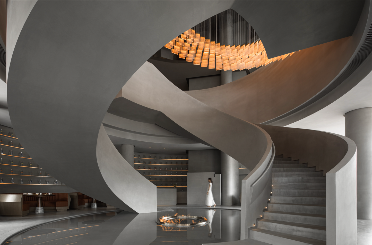 Spiral staircase cube light