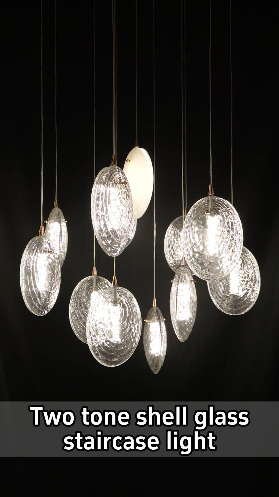 Two-Tone Shell Glass Staircase Pendant Light