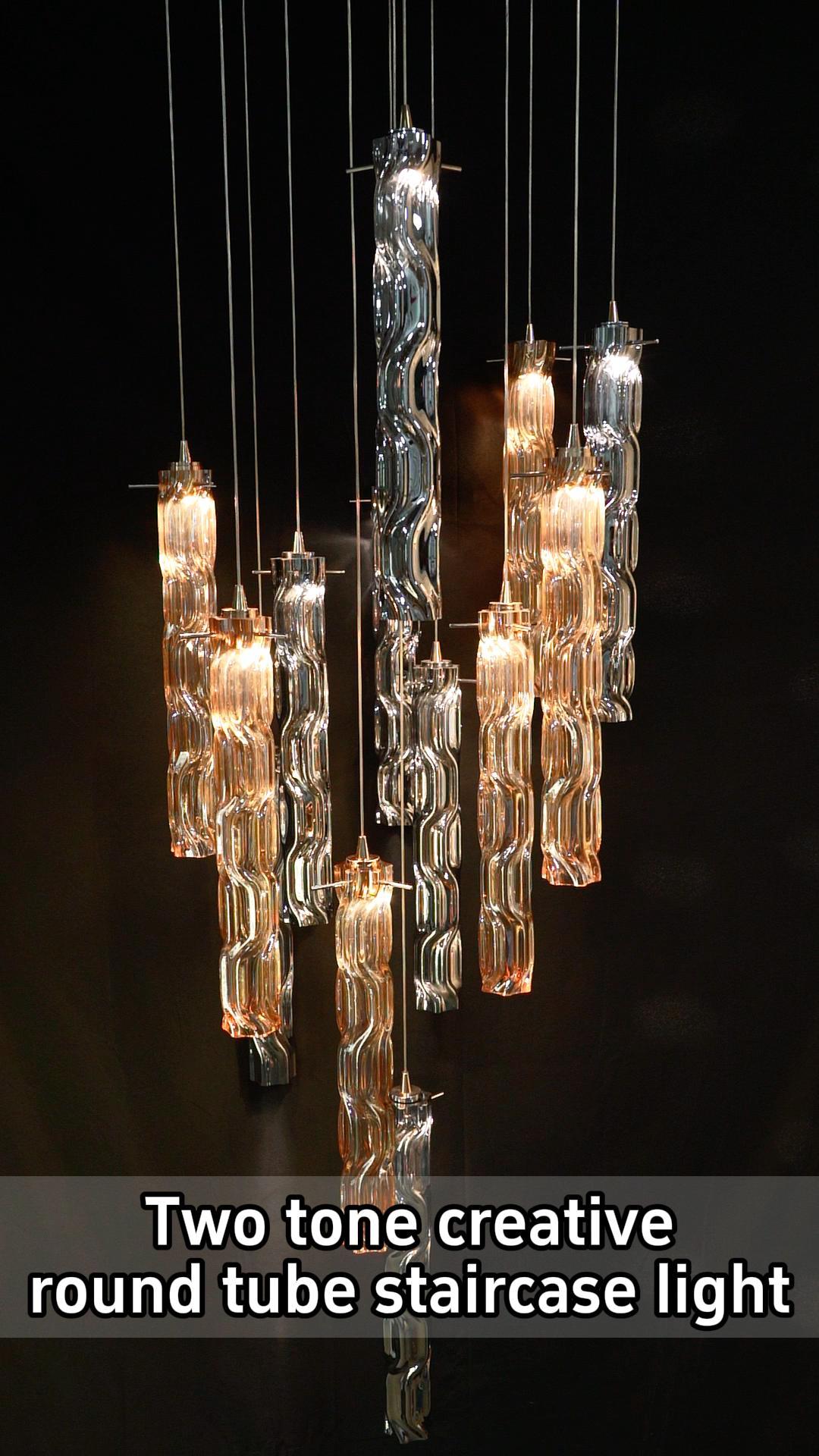 Two-Tone Creative Round Tube Staircase Pendant Light