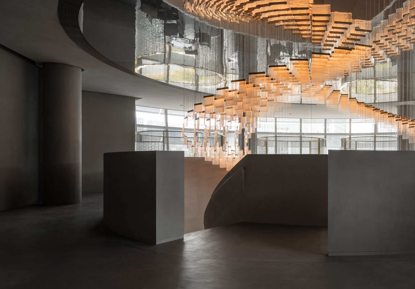 Spiral staircase cube light