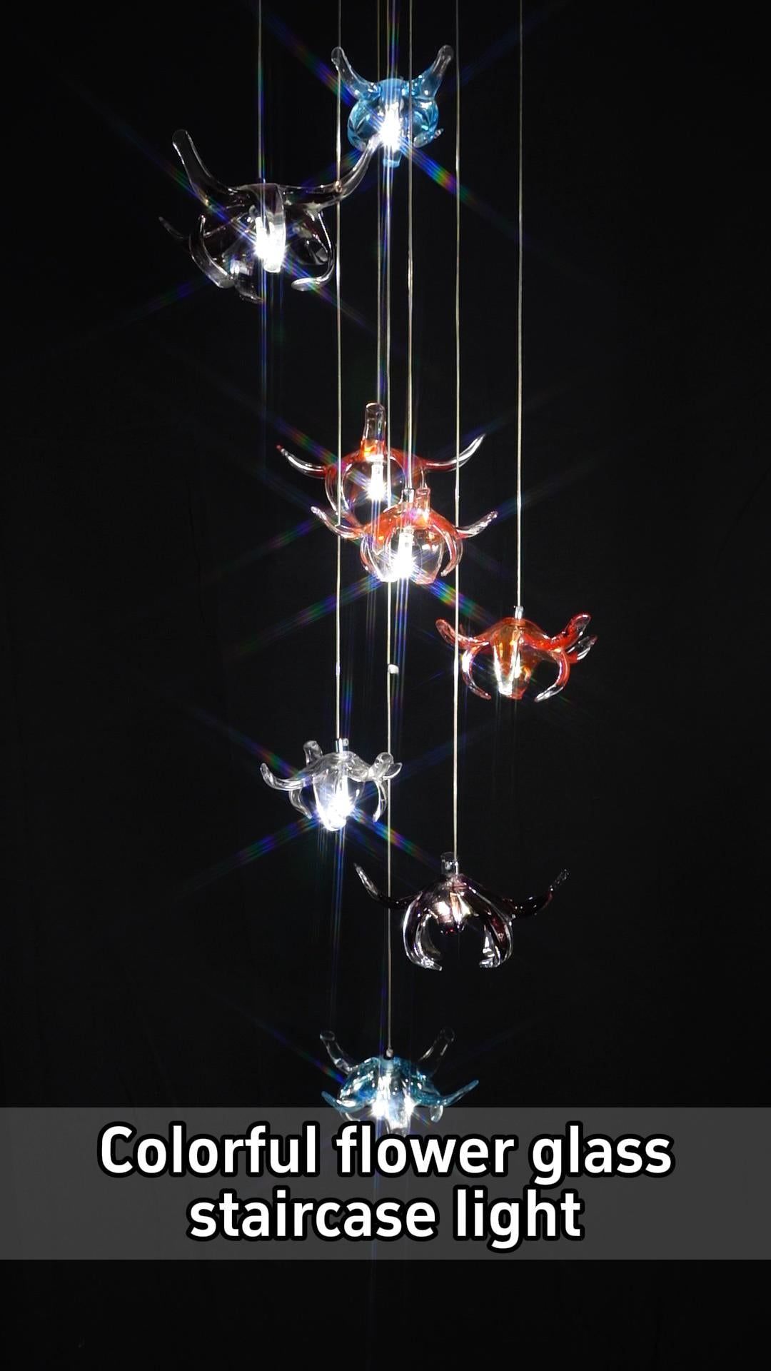 Colorful Flower Glass Staircase Light