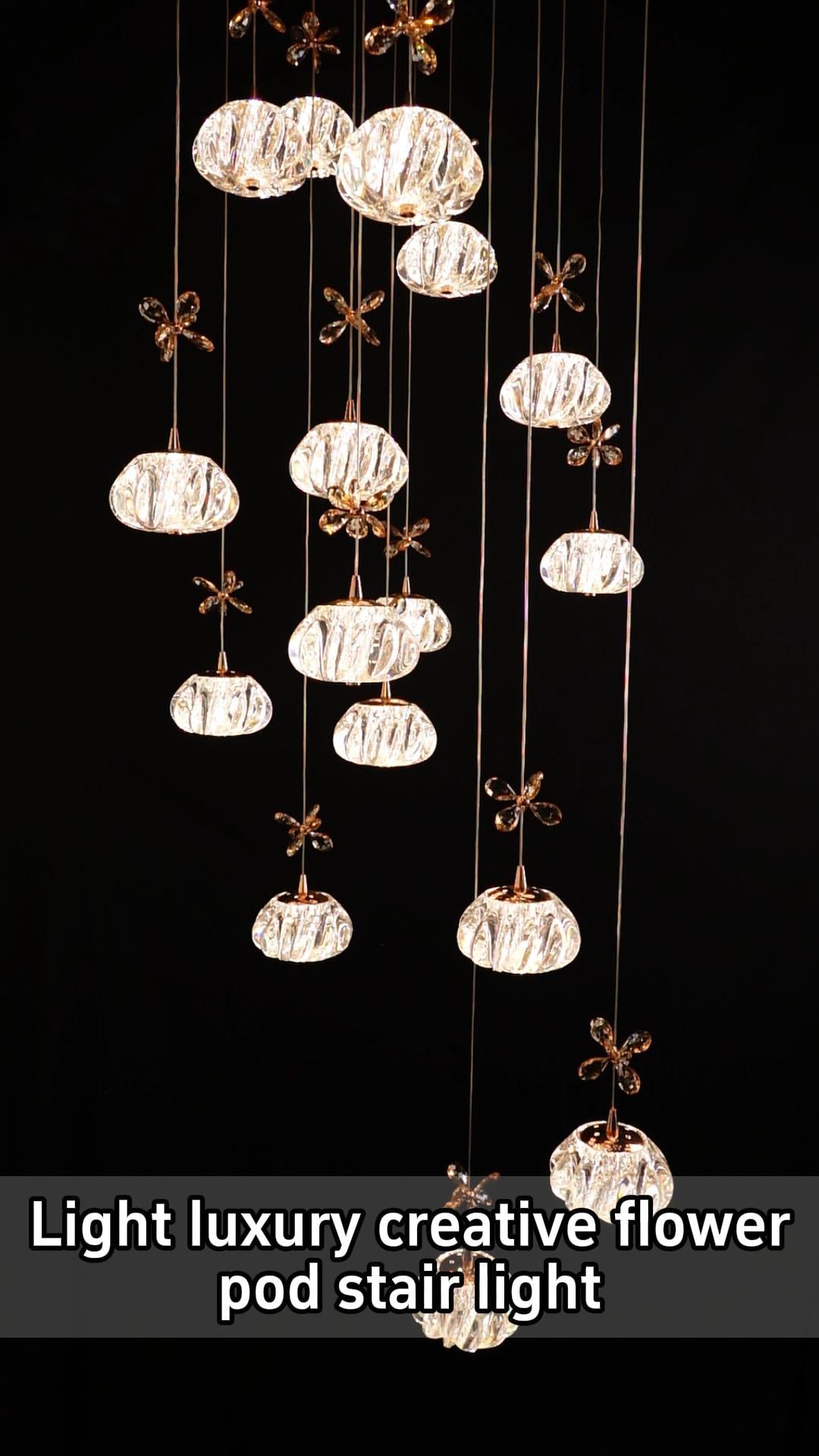 light luxury creative flower pod crystal staircase lamp