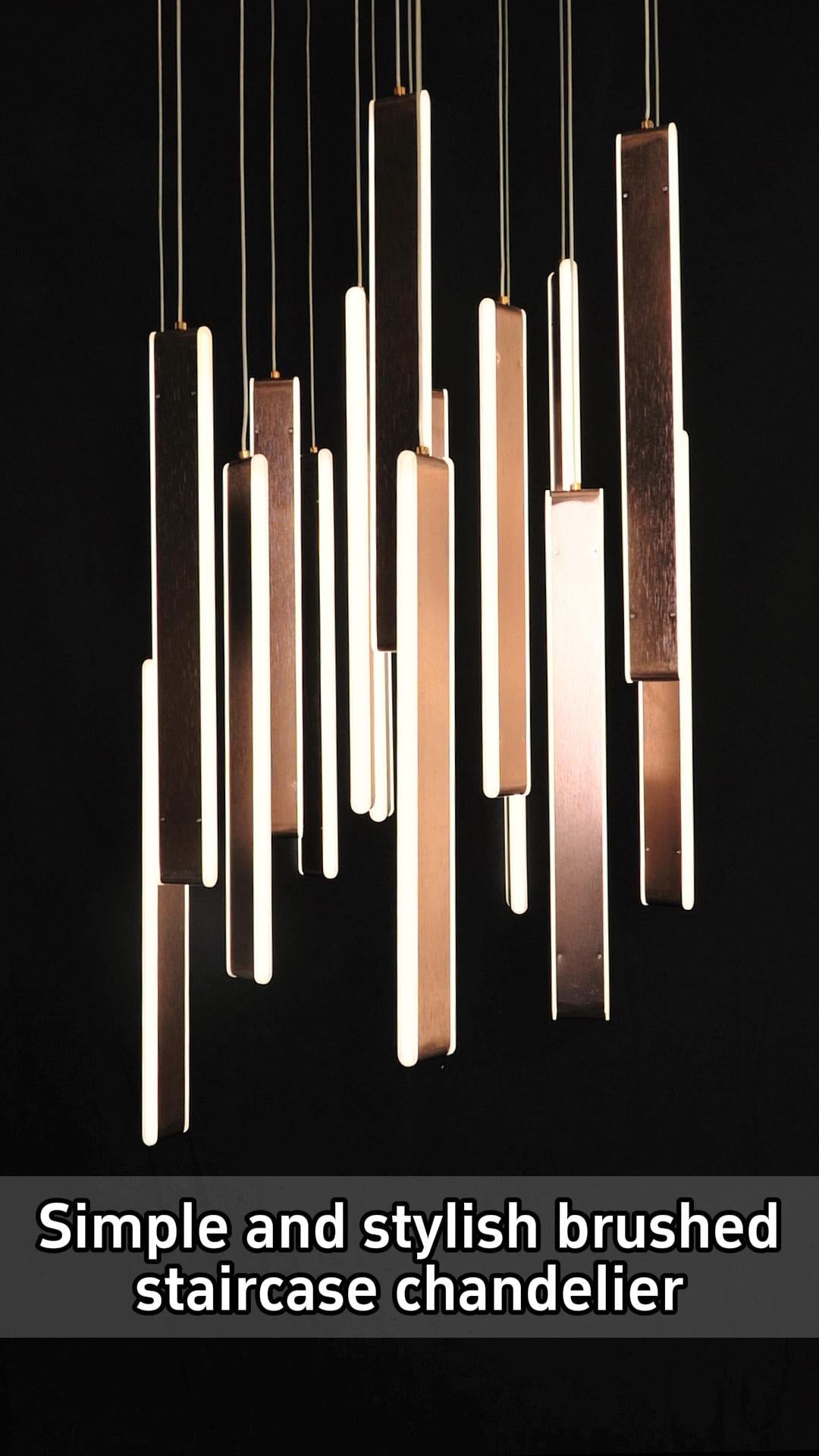 Simple and Stylish Brushed Staircase Chandelier