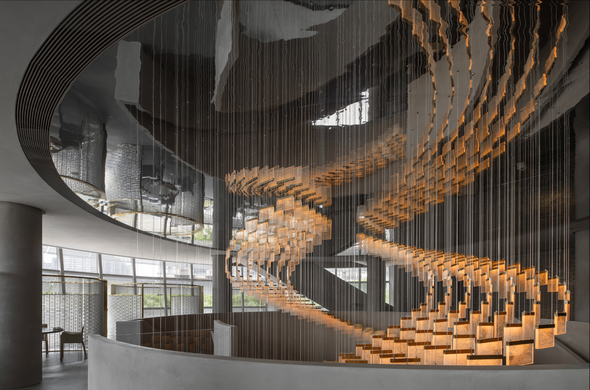 Spiral staircase cube light – Global Art Lighting