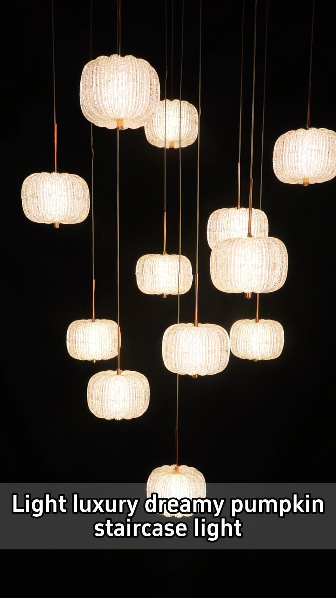 Luxury Dreamy Pumpkin Crystal Staircase Pendant Light