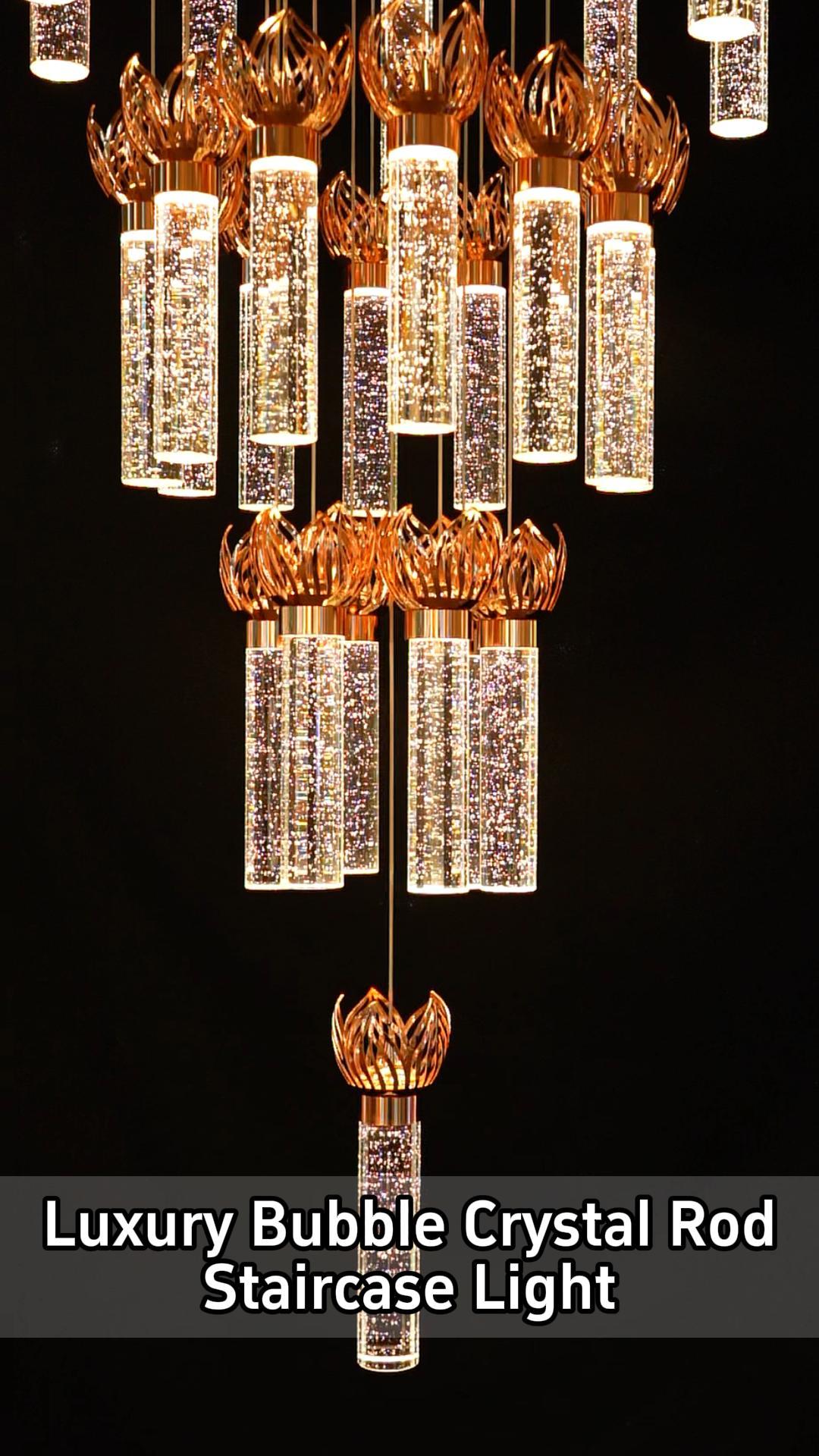 Luxury Bubble Crystal Rod Staircase Pendant Light