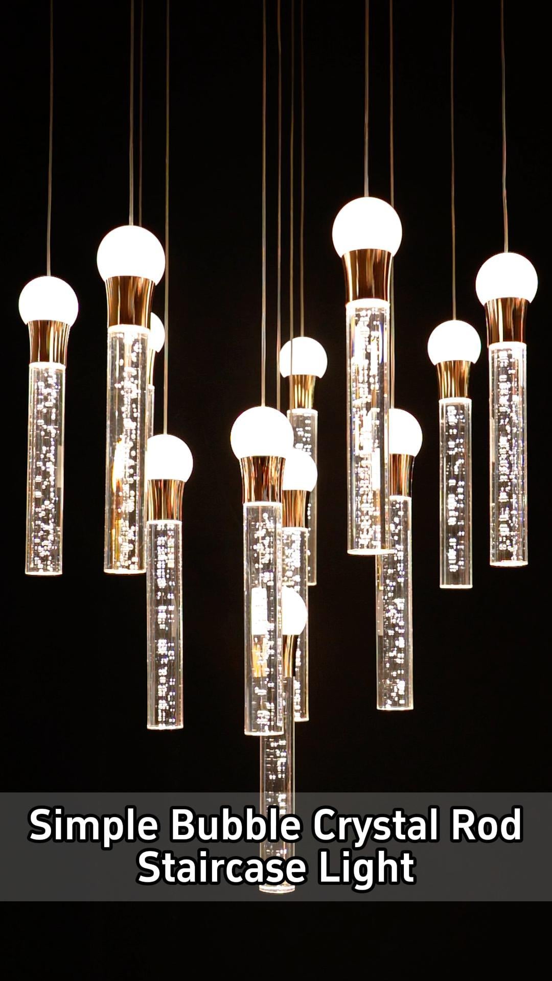 Simple Bubble Crystal Rod Staircase Pendant Light