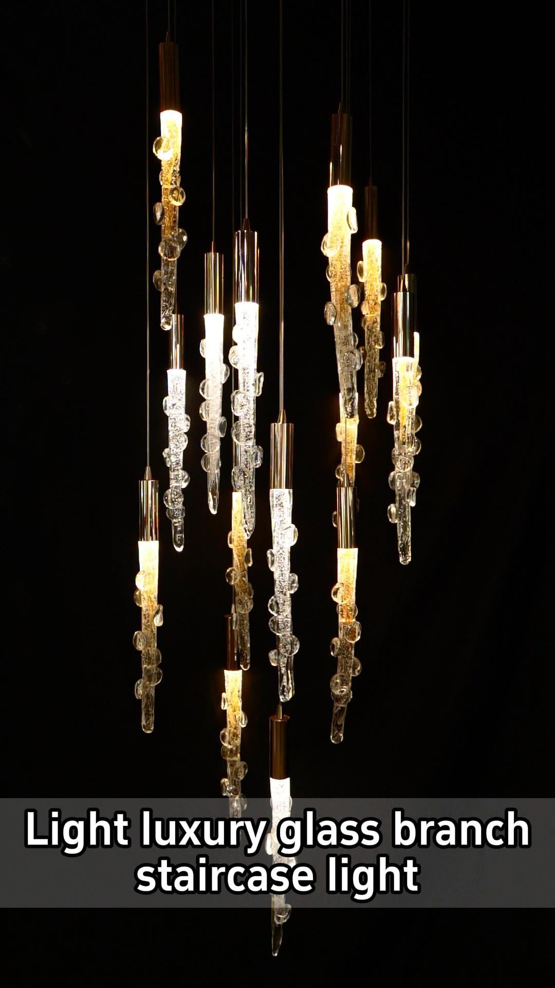 Luxury Glass Branch Staircase Pendant Light