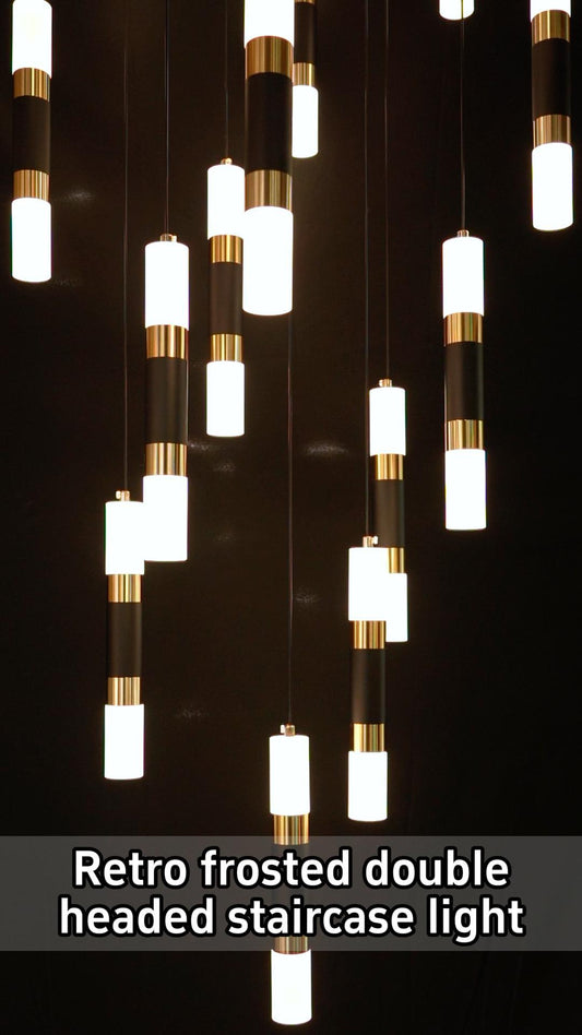 Retro Frosted Double-Headed Staircase Pendant Light