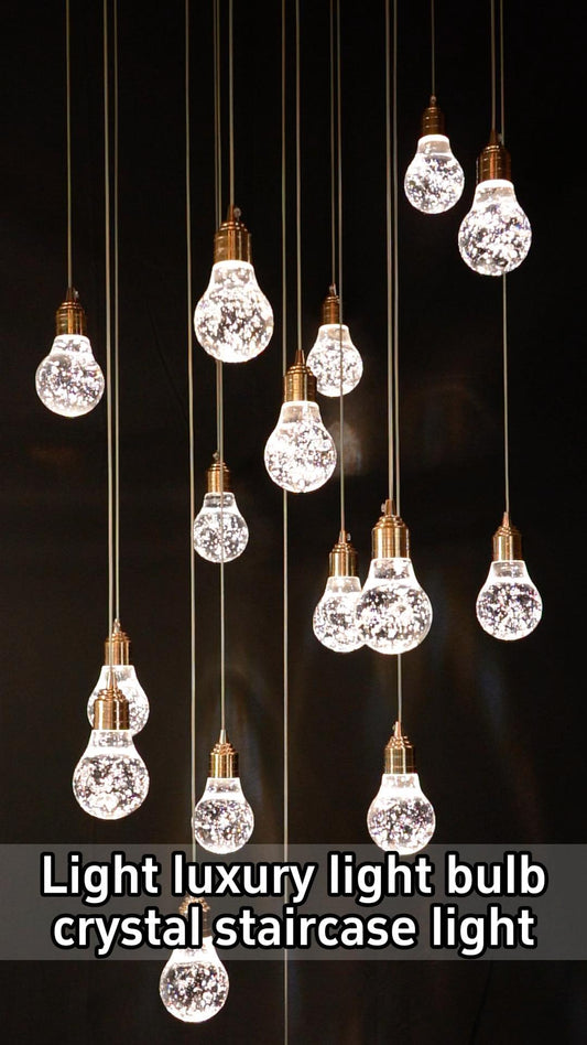 Luxury Light Bulb Crystal Staircase Pendant Light