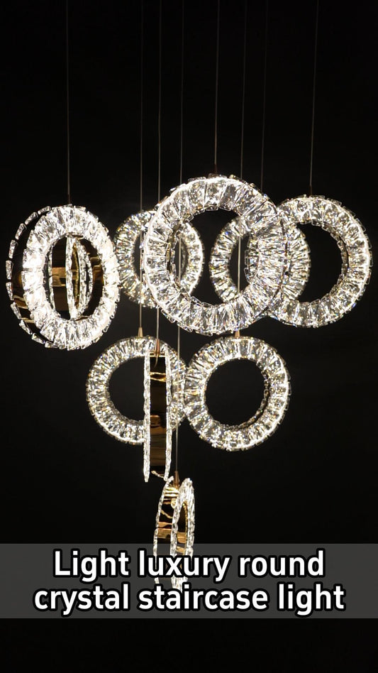 Luxury Round Crystal Staircase Pendant Light