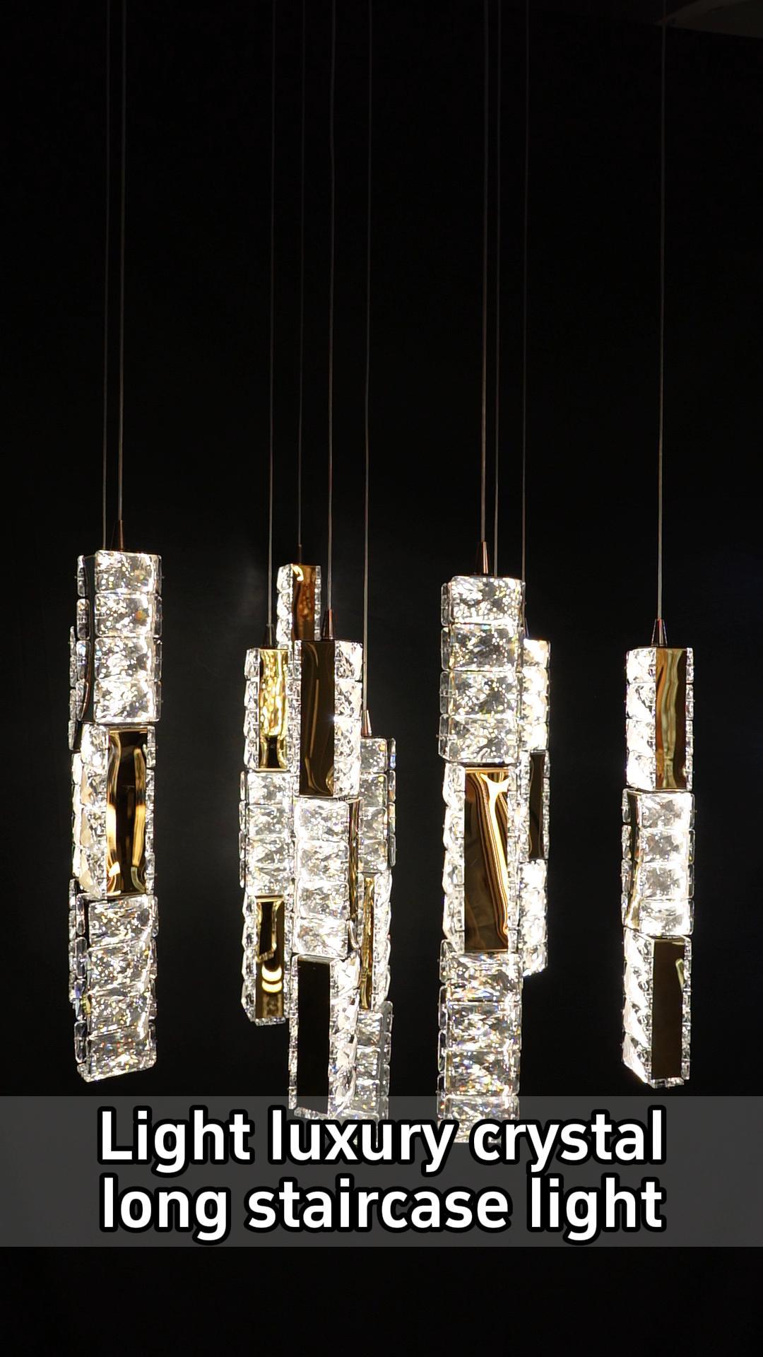 Luxury Crystal Long Staircase Pendant Light