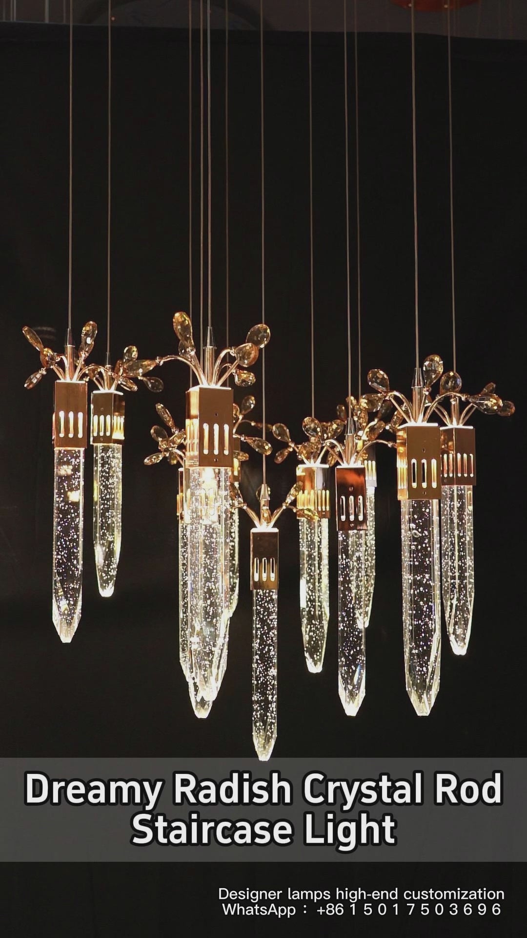 Dreamy Radish Crystal Rod Staircase Pendant Light – Global Art Lighting